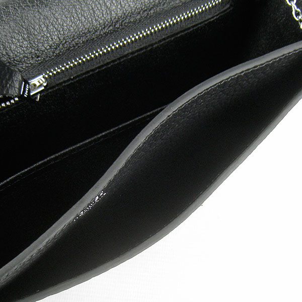 7A Hermes Togo Leather Messenger Bag Black With Silver Hardware H021 Replica